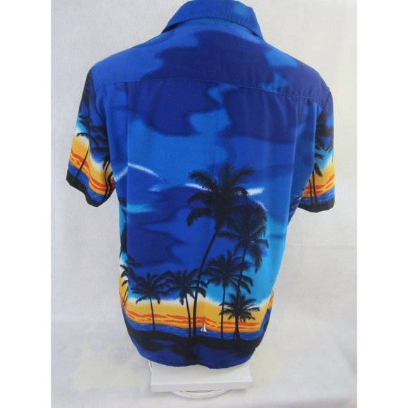 KENNINGTON vintage 1990s Men Hawaiian ALOHA shirt p2p 25.5" L silhouette camp - Picture 4 of 7